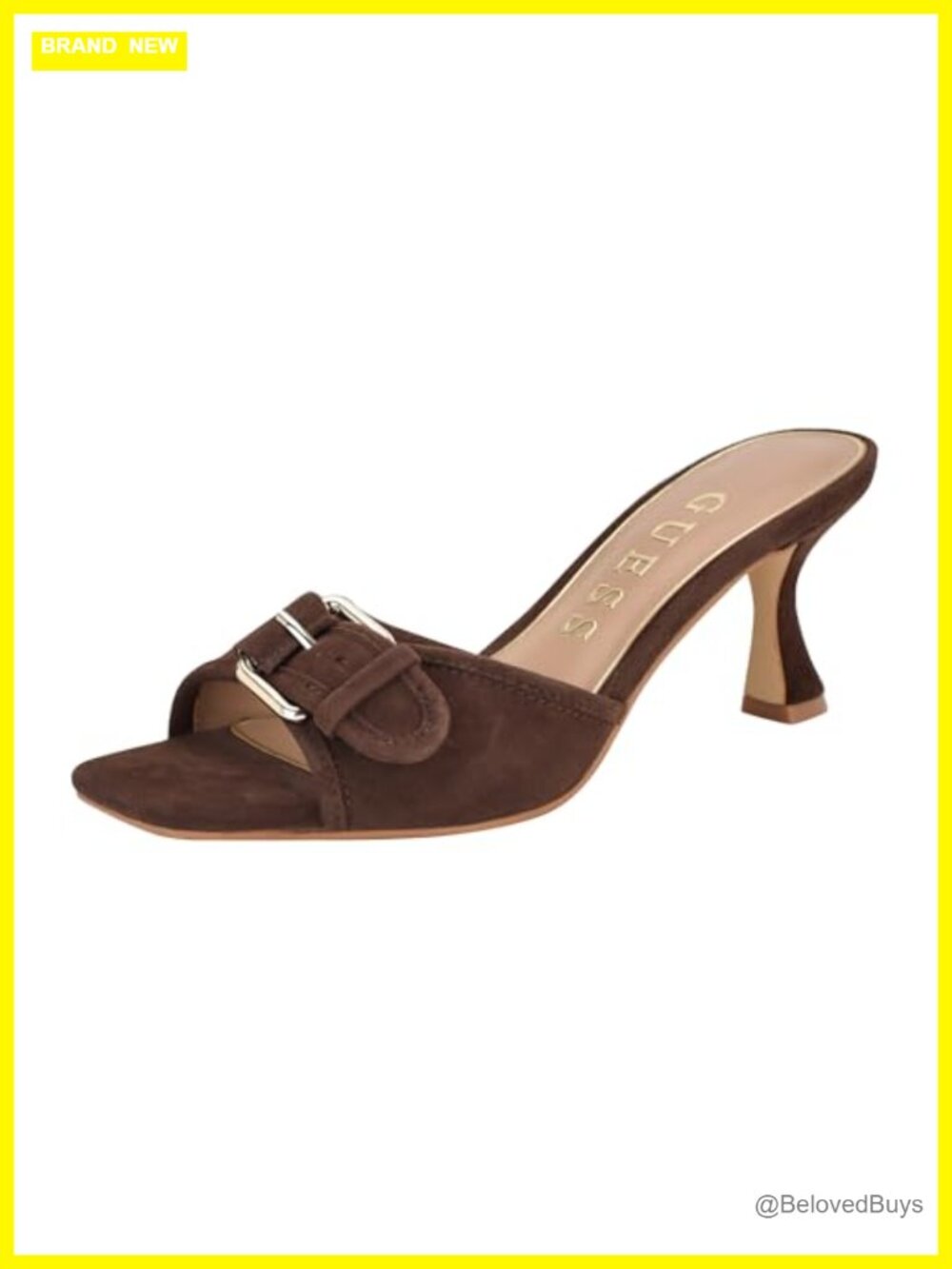 Womens Slip On Heeled Sandals Square Open Toe 2.75 in Spool Heel Dress Shoes